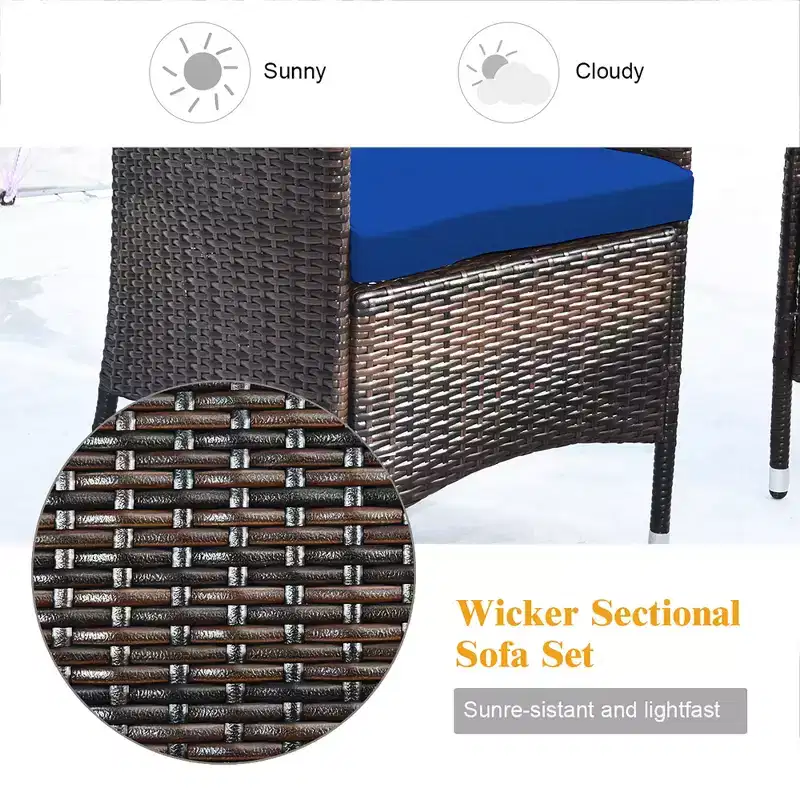 Costway 8PCS Rattan Patio Furniture Set Cushioned Sofa Chair