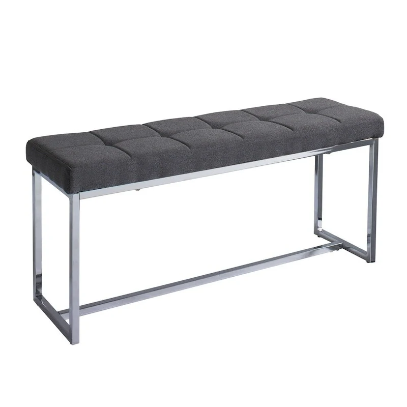 Kennedy Modern Fabric Bench with Chrome Base