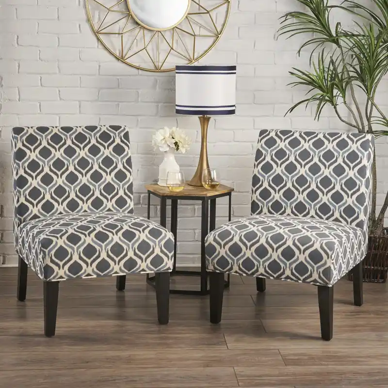 Linen-look Fabric Accent Chair With Rubberwood Legs