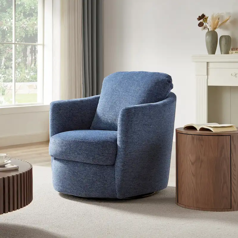 Art Leon Modern Comfortable Corduroy Fabric Swivel Barrel Accent Chair