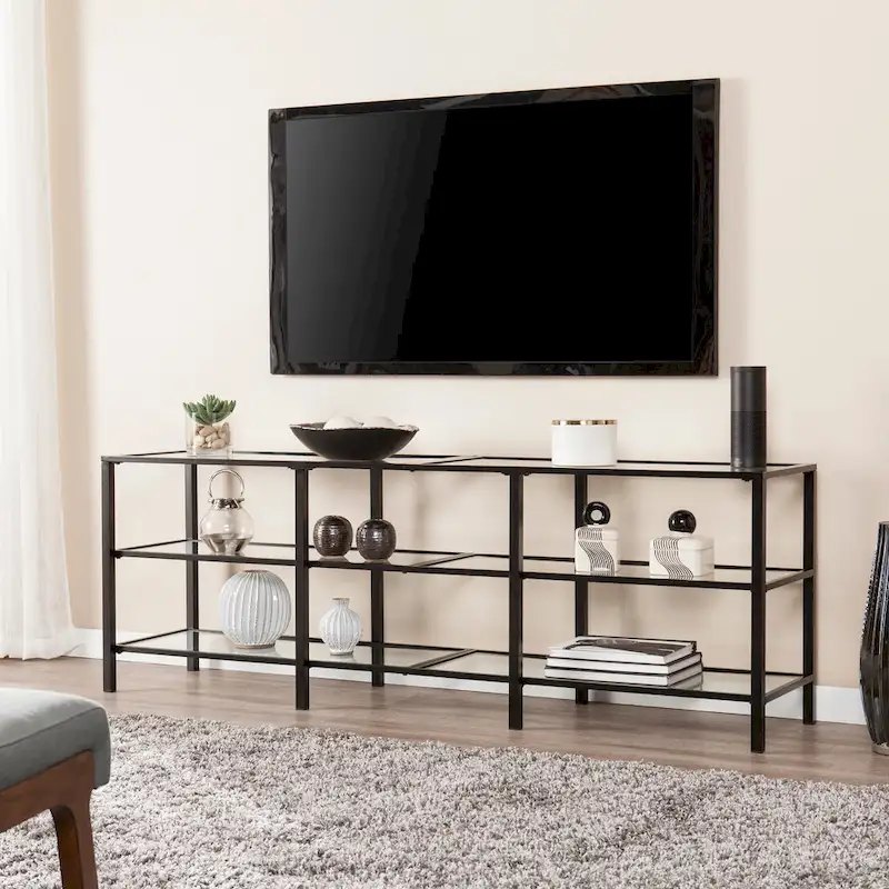 Metal and Glass Media TV Stand for TV's up to 68
