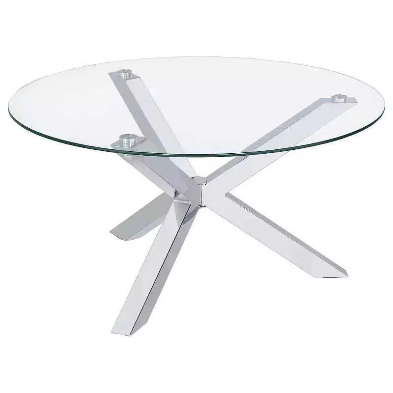 Coaster,Kenzie Round Tempered Glass Top Cocktail Coffee Table