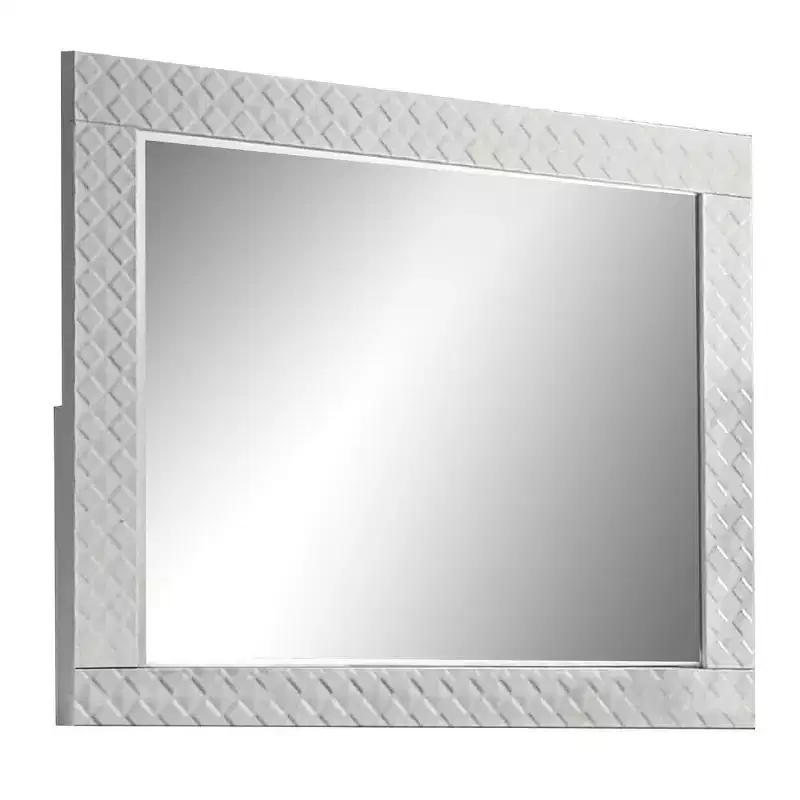 Royal Hampton Dresser Vanity Mirror, High Gloss White Textured Trim