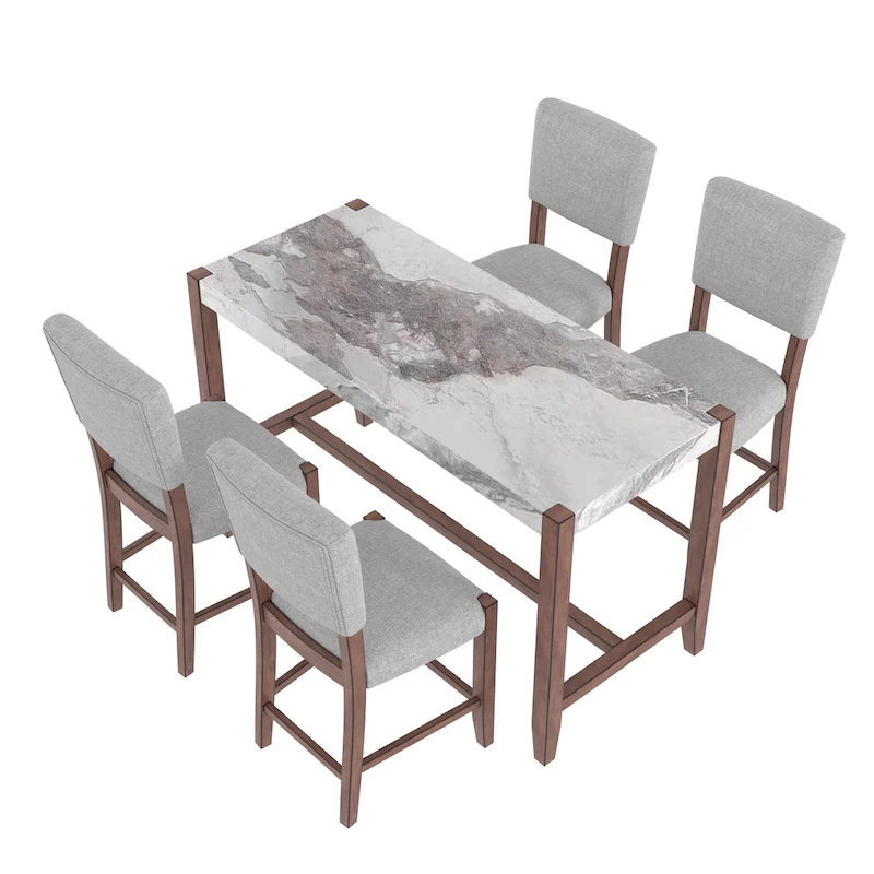 Mid Century Modern Bar Stools Set of 4,Counter Stools with Back,Linen Upholstered Barstools with Solid Wood Legs Bar Chairs