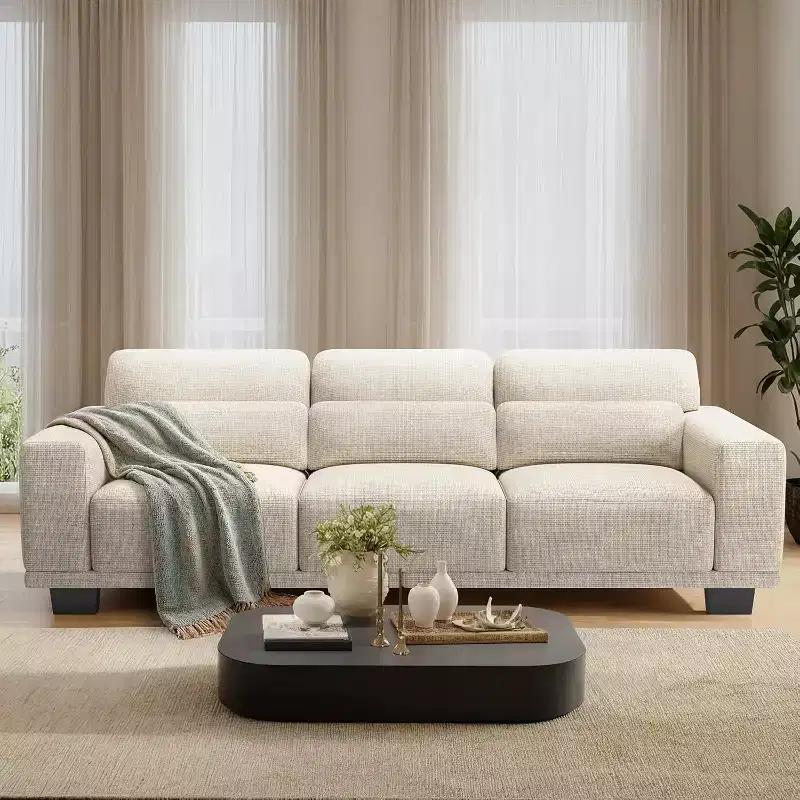 89 inch living room sofa, 3-seater sofa with wide armrests and deep seats, comfortable 3-layer sofa, sofa with detachable and washable lid