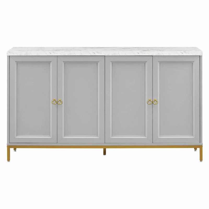 Four-Door Sideboard with Adjustable Shelves and Metal Handles