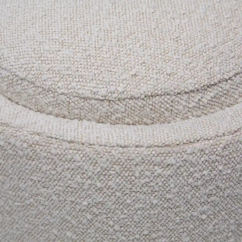 Shawn Boucle Round Bench with Round Half-Bezel Foot, Off-White