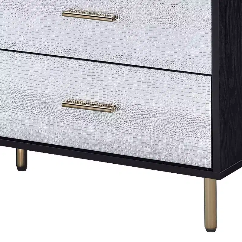47" Myles Decorative Storage Drawers Black, Silver and Gold Finish - Acme Furniture: 5-Drawer Wood Composite, No Assembly Required