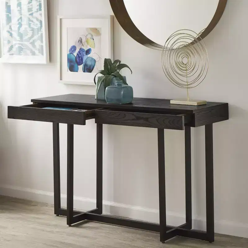 Nadian Wood Finish Console Table with Two Drawers - iNSPIRE Q