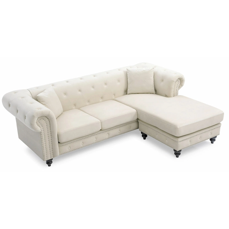 Nola 98 in. 3-Seater Velvet Sofa with 2-Throw Pillow - 98L x 37W x 31H