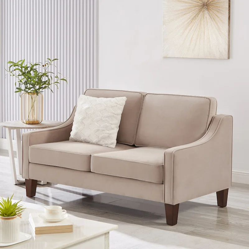 Velvet Loveseat Sofa with Square Arms, 51.5