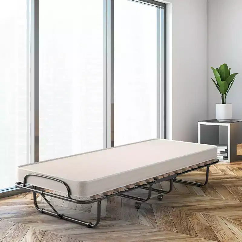 Folding Rollaway Extra Guest Bed with Memory Foam Mattress Made in Italy