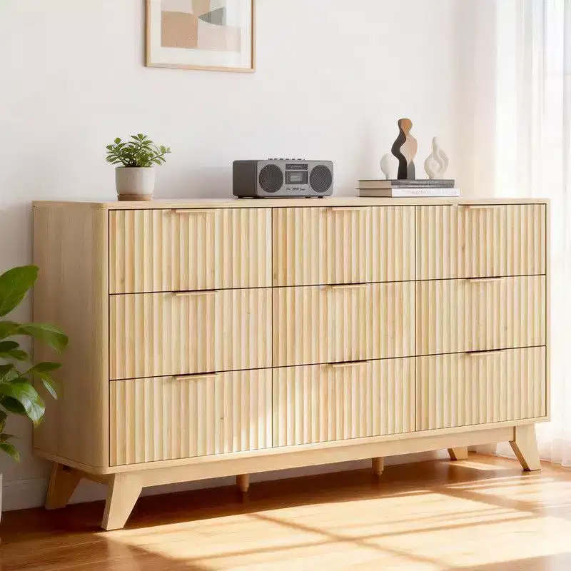 57In. 9 Drawer Grid Chest Dresser