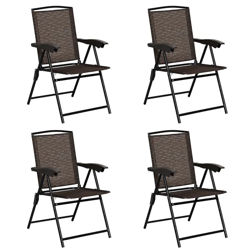 Gymax 4PCS Adjustable Folding Fabric Chair Powder Coated Steel Tube - 21 x 27 x 35.5