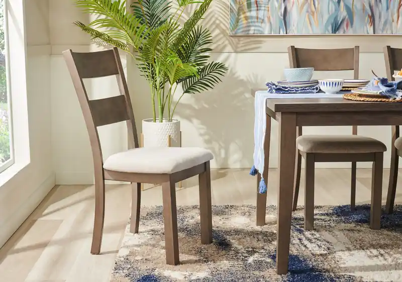 Dining Chair with Polyester Fabric, Ladder-Back