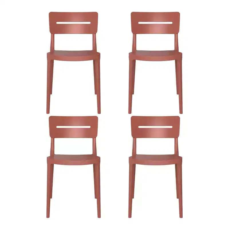 WestinTrends Playa Outdoor Modern Stackable Plastic Patio Dining Chairs (Set of 4), Red