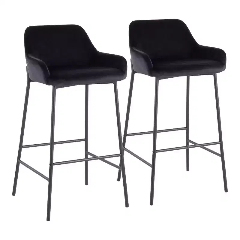 Set of 2 Daniella Metal/Velvet Barstools - LumiSource