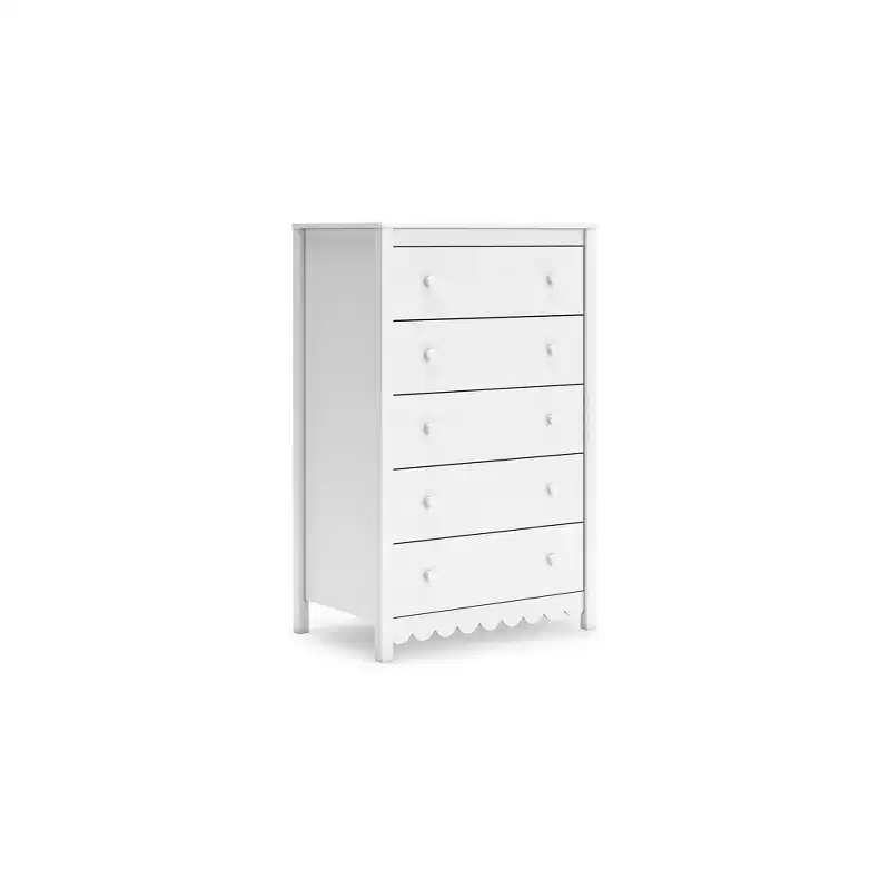 5-Drawer Tall White Dresser – Vertical Storage Chest for Bedroom & Closet