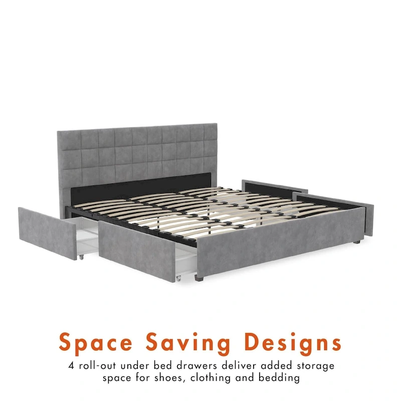 CosmoLiving Serena Upholstered Bed with Drawers