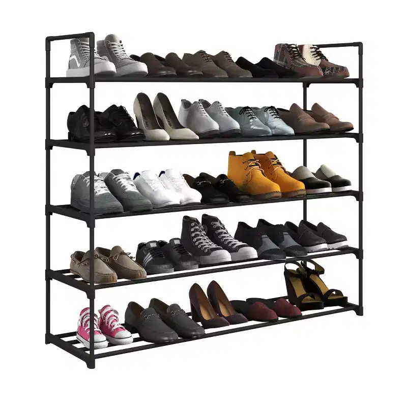 Home-Complete 5-Tier Shoe Rack for 25 Pairs, Black