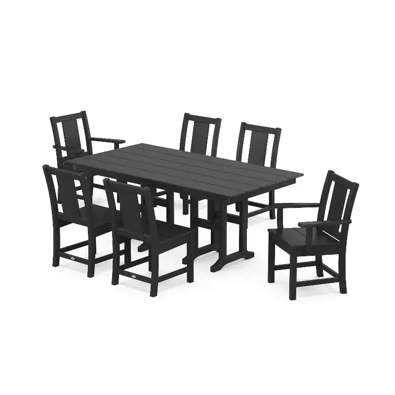 POLYWOOD 7pc Prairie Farmhouse Outdoor Patio Dining Set