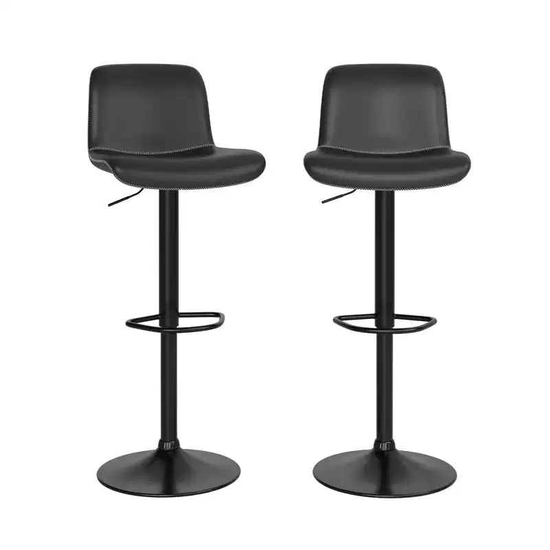 Bar Stools, Counter Stools - Adjustable Swivel Set with Soft Cushioned PU Leather, Backrest & Footrest for Dining Room, Kitchen Counter