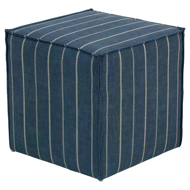 Skyline Furniture Miles French Seam Cocktail Ottoman - Fritz Indigo: Upholstered Bench, Wood Frame, Padded Seat