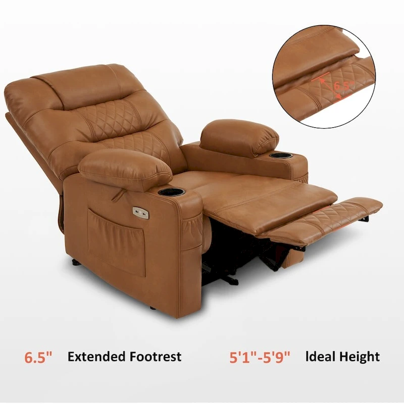 MCombo Electric Power Recliner Chair with Heat and Massage, Leather PR621