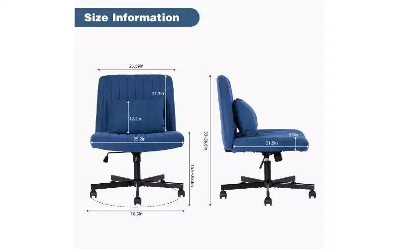 Modern Linen Swivel Criss Cross Chair, Ergonomic Office Chair, Height Adjustable Home Office Desk Chair, Versatile Armless Chair with Wheels