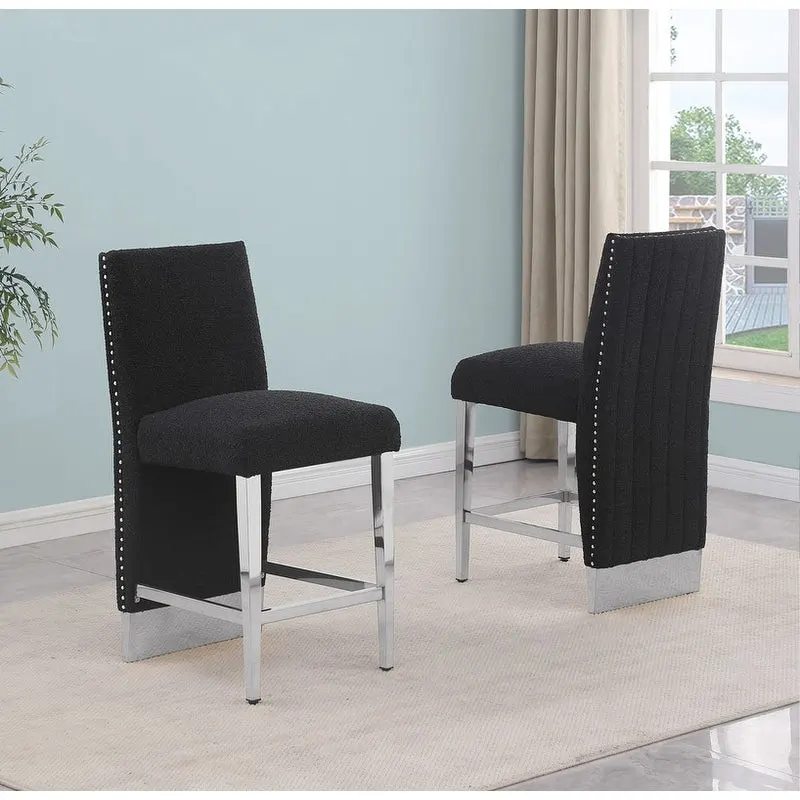 Best Quality Furniture Pleated Chrome Nailhead Trim Chair - N/A