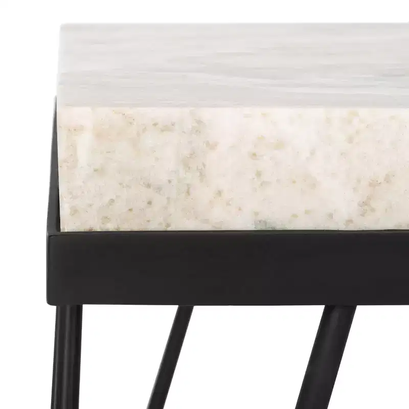 Stone Top Accent Table Multi Grey/Black