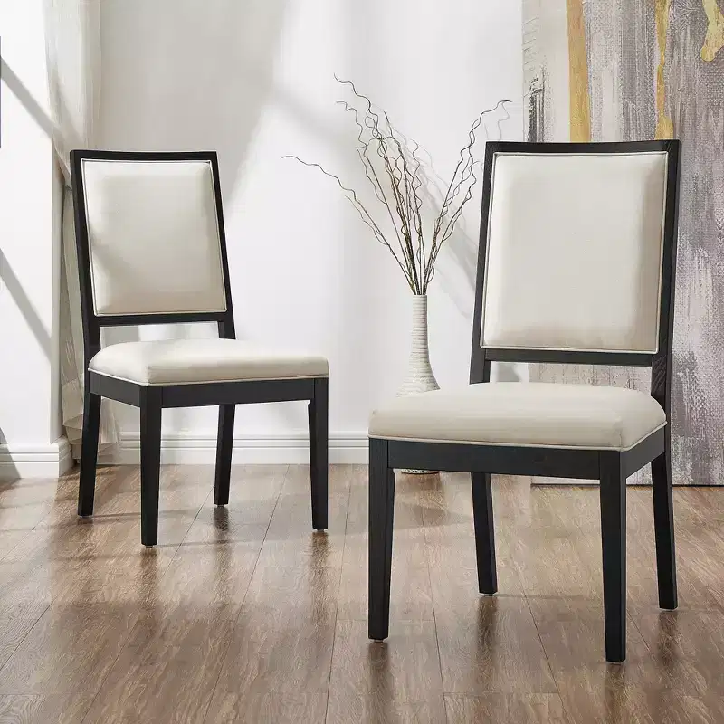 Modern Minimalist Dining Chairs Set of 2, with Linen Cushion, Solid Ash Wood Frame, For Kitchen, Living Room and Reception - Morden Fort