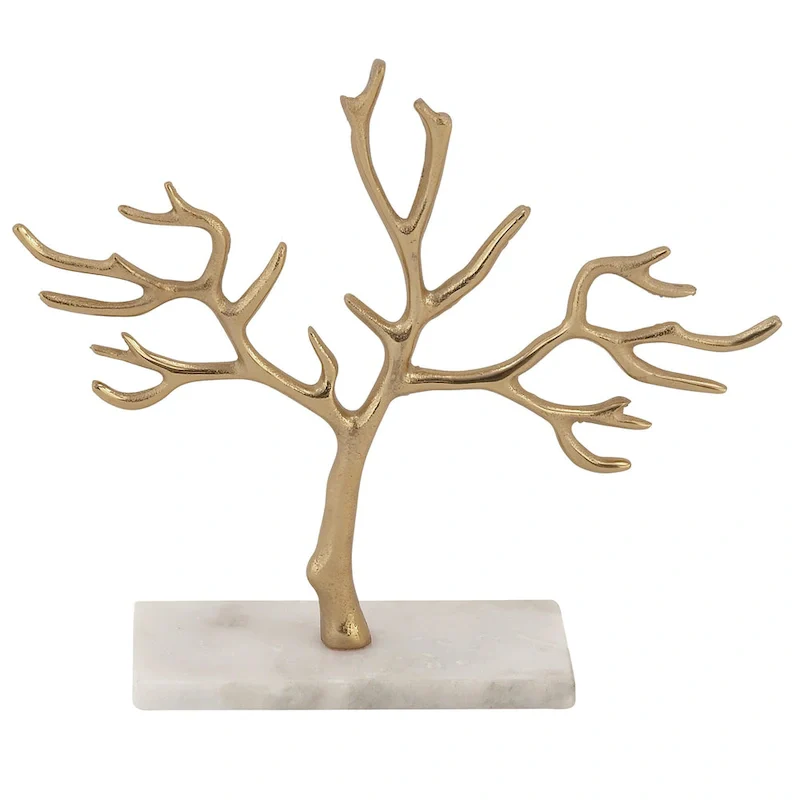 Marble Tree Jewelry Stand with Rectangular Base