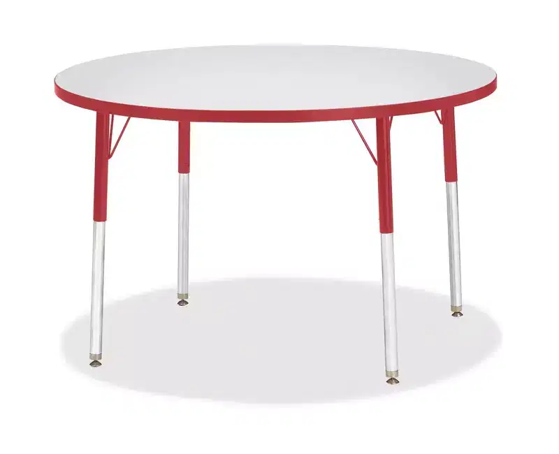 Jonti-Craft Berries Adult Gray Laminate Round Table 42 x 42 in Red