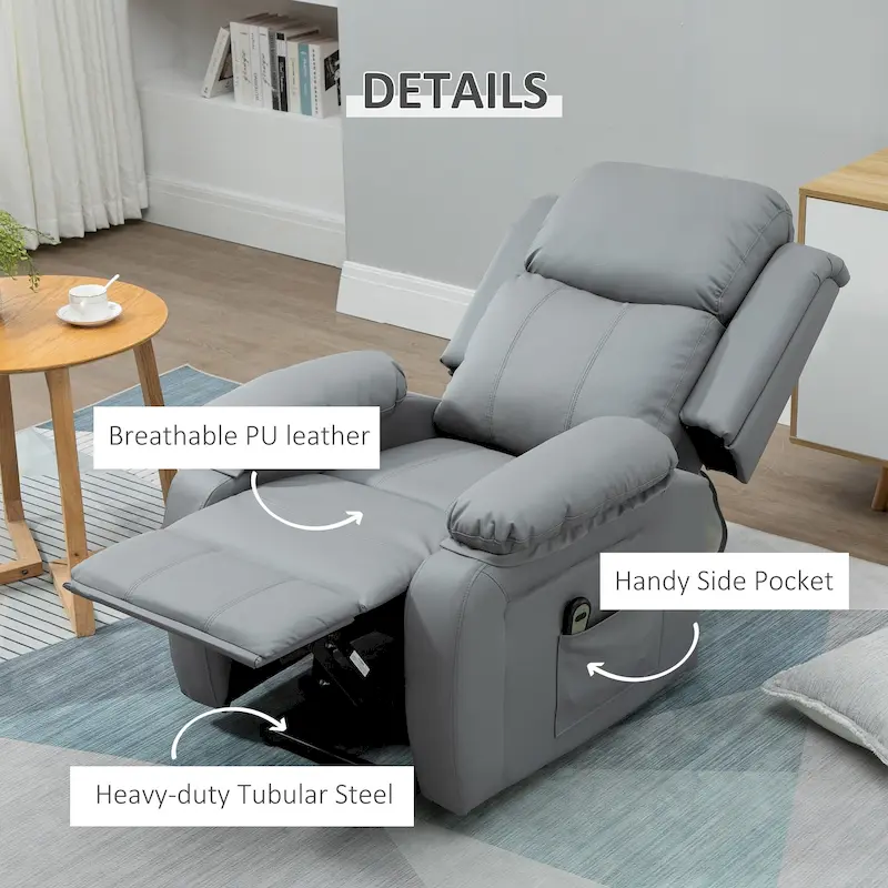 Living Room Power Lift Chair, PU Leather Electric Recliner Sofa Chair for Elderly with Remote Control