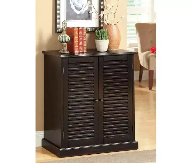 Shoe Cabinet, Shoe Rack with 2 Louver Design Doors and Adjustable Shelves, Shoe Storage Cabinet for Entryway, Hallway