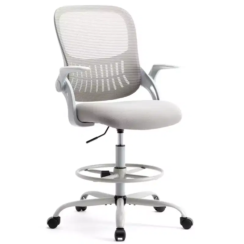 Tall Office Chair for Standing Desk Use, Features Adjustable Foot Ring, Counter Height