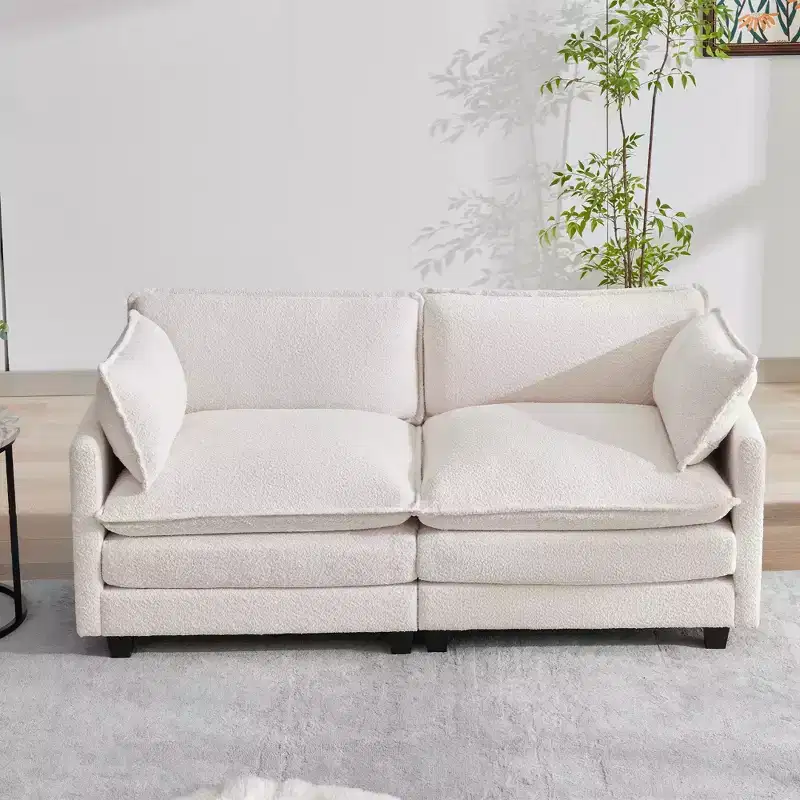 76.8 Loveseat Sofa for Living Room, Modern 2 Seater Circle Velvet Sofa Couch for Bedroom Office