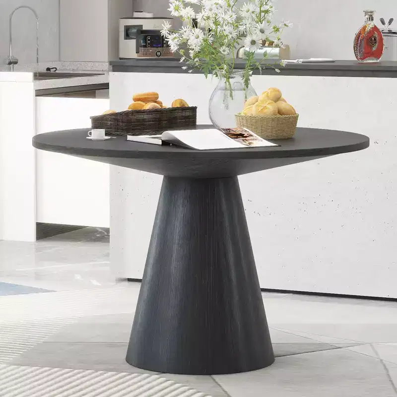 Retro Wood Top Frustum Pedestal Dining Table