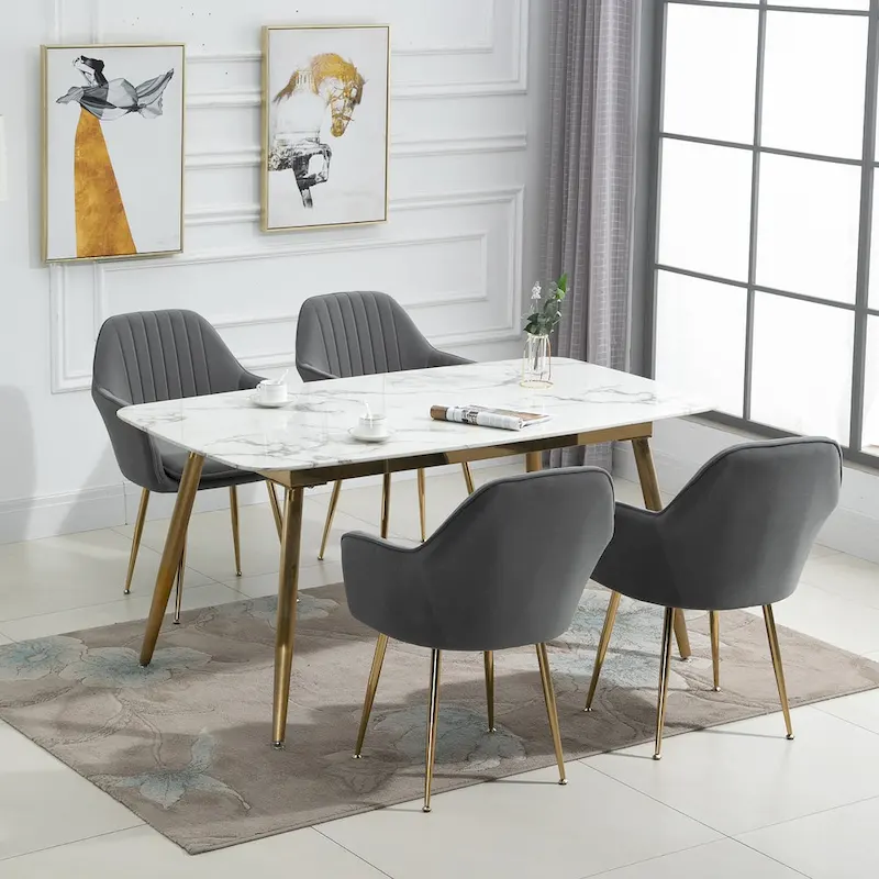 AVAWING Upholstered Velvet Dining Chairs Accent Arm Chairs Set of 4