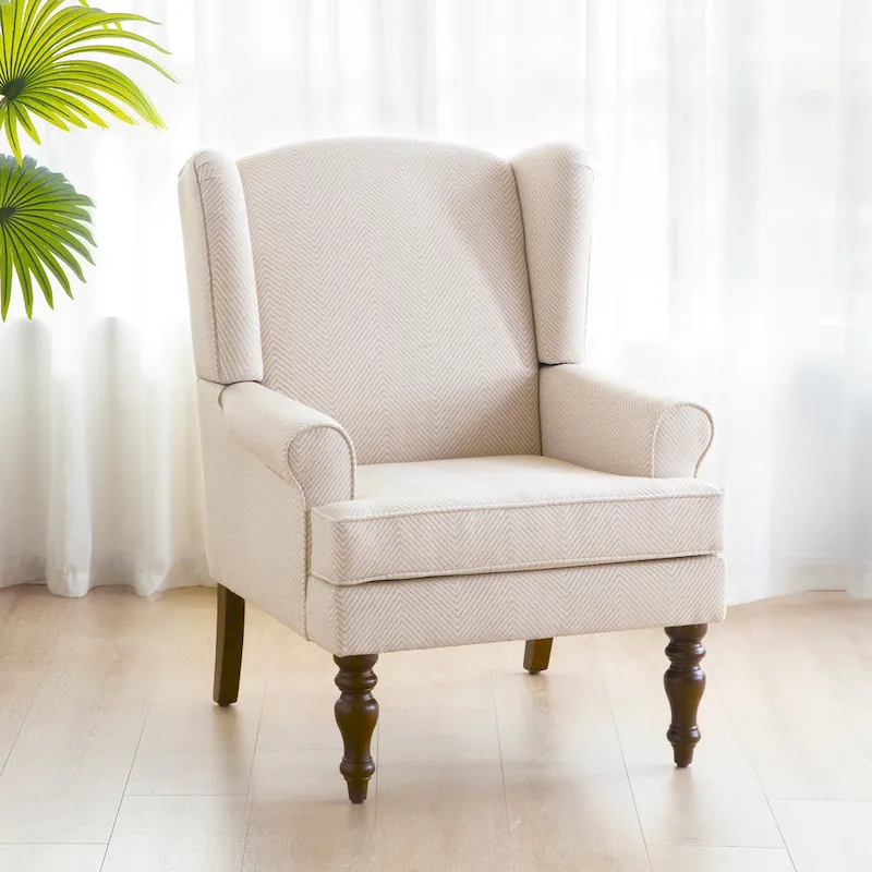 Accent Armchair with Turned Legs Set of 2 Blue/ Beige / Grey