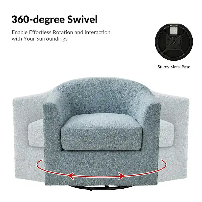 Rita Modern Ergonomic Boucle Upholstered Swivel Barrel Chair by HULALA HOME