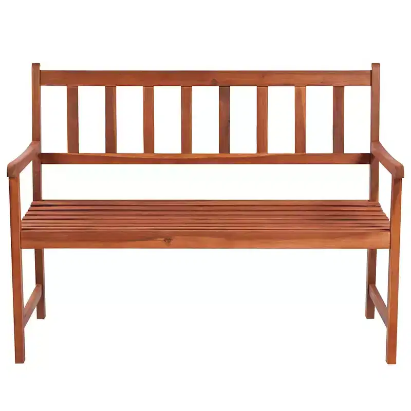 Garden Bench Beige, Brown Solid Acacia wood, 100% polyester fabric