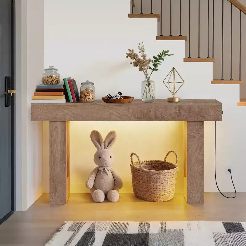 63 Farmhouse Console Table, Rustic Wooden Sofa Table for Living Room, Entryway, Hallway, Behind Couch, Rectangular