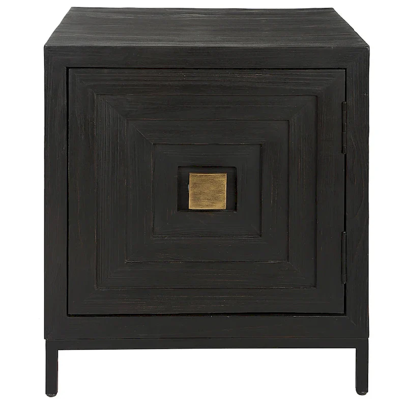 Black Geometric End Table / Accent Cabinet – 22
