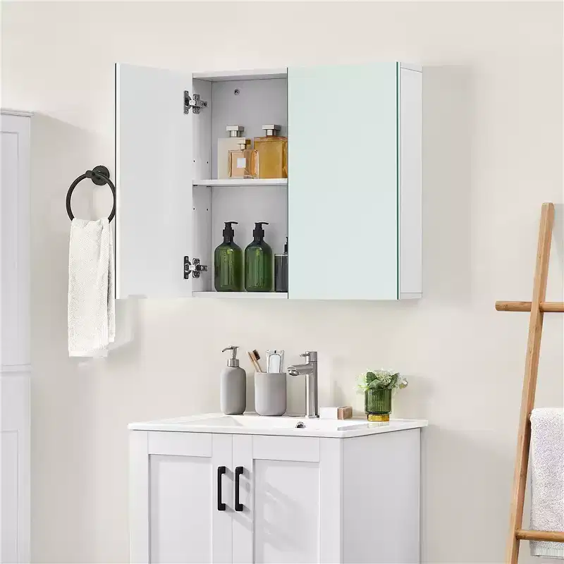 Yaheetech Frameless Mirror Cabinet with Two Frameless Mirrored Doors and Adjustable Shelf