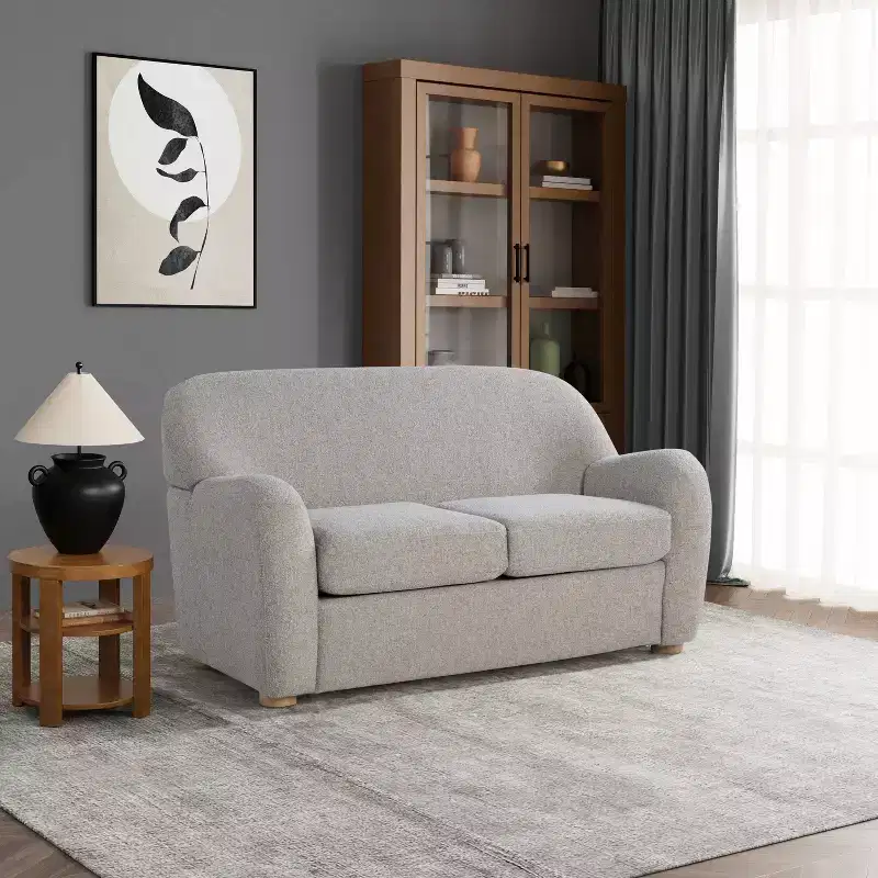 Jade Loveseat, Pebble Boucle Upholstery, Pocket Coil Support, Wood Frame