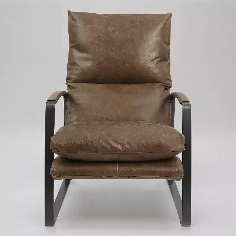 Art Leon Comfortable and Luxury Genuine Leather Accent Lounge Chair
