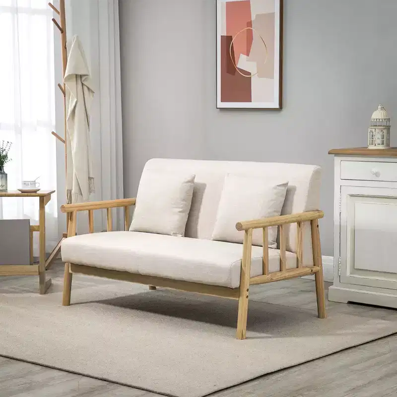 48 2 Seater Couch for Small Spaces, Modern Loveseat Sofa for Bedroom, Living Room Furniture, & More, Upholstered Small Couch, Beige