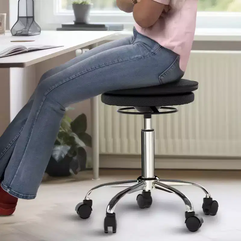 Air Adjustable Office Chair Black - Rolling Balance, Core Engagement, Polyester Upholstery, Steel Frame